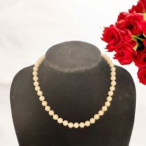 White Faux Pearl Necklace, 16" Knotted – Classic Elegant Design